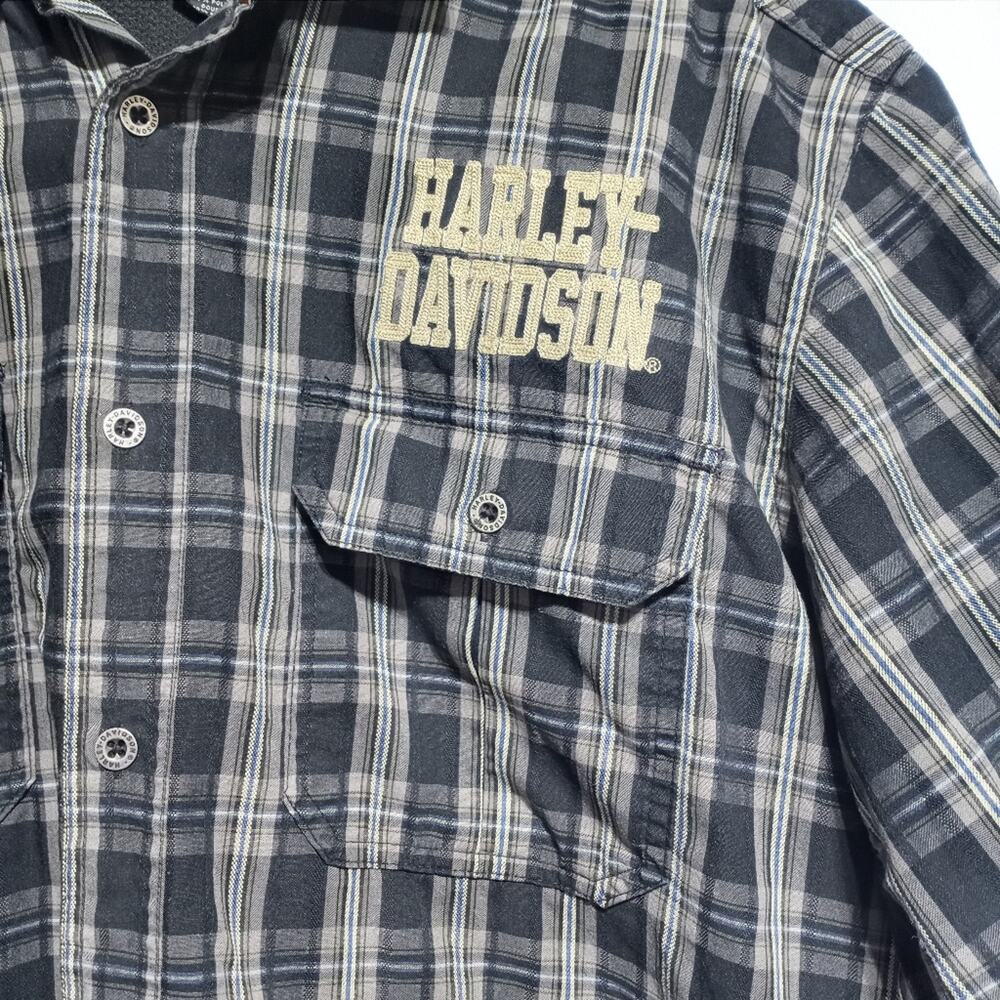 Harley-Davidson Men's Black & Gray Plaid Performance Short Sleeve Shirt Size 2XL - Picture 3 of 14